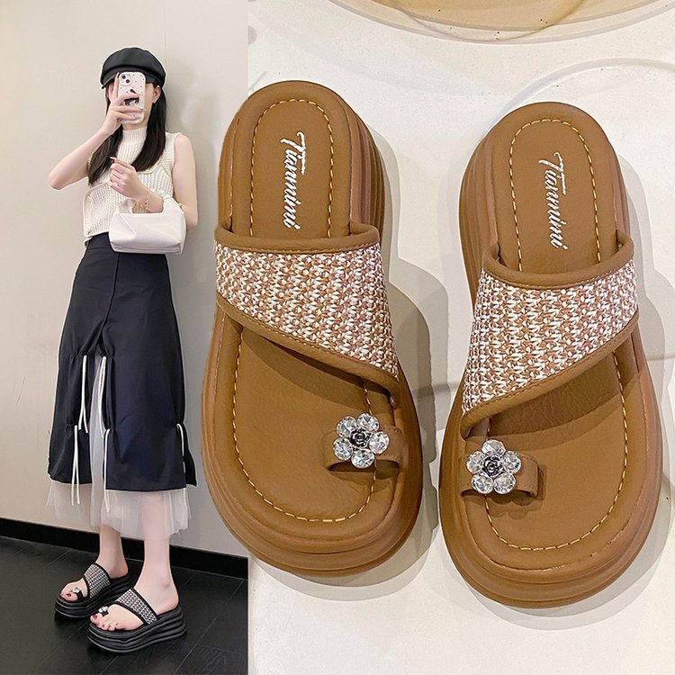 All-match thick crust  fashion high-heeled slippers