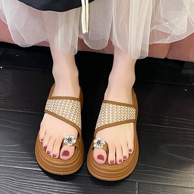 All-match thick crust  fashion high-heeled slippers