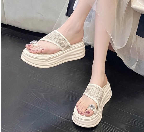 All-match thick crust  fashion high-heeled slippers