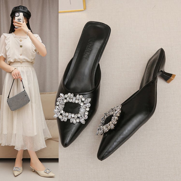Sexy side buckle fine-root high-heeled shoes for women