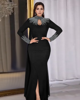 Long sleeve perspective fashion elegant dress for women