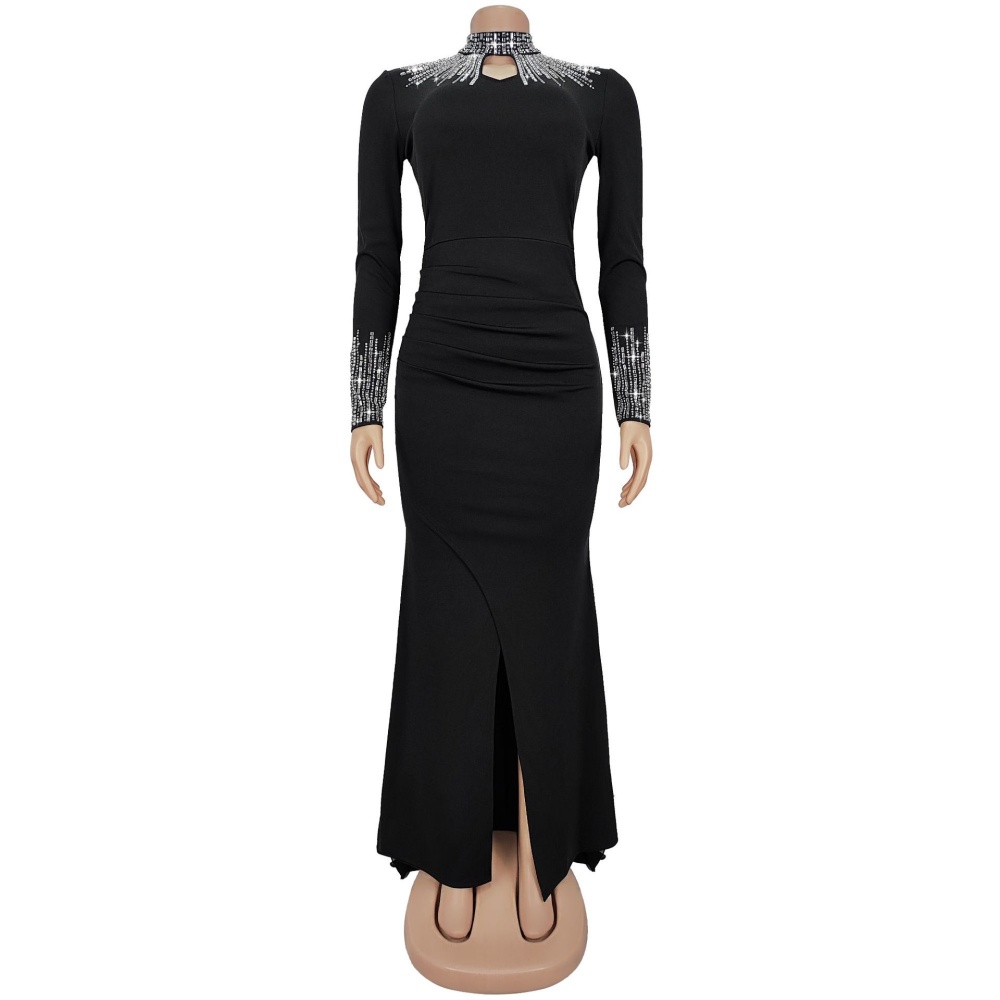Long sleeve perspective fashion elegant dress for women