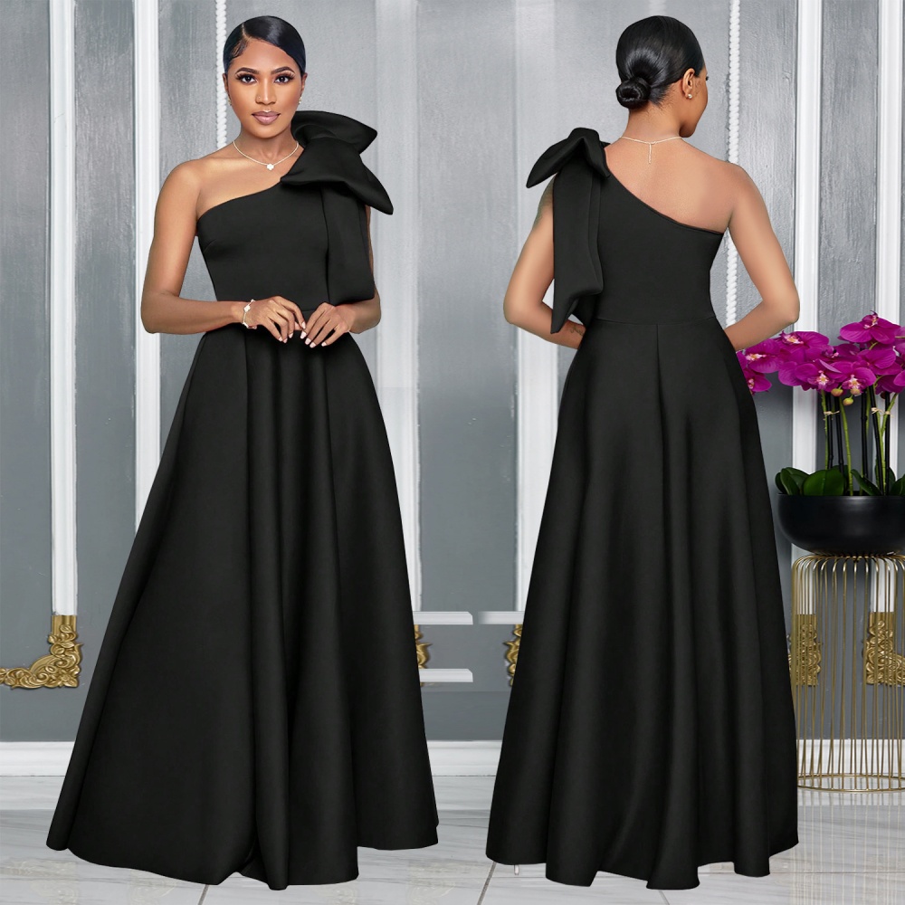 Bow fashion temperament European style dress for women