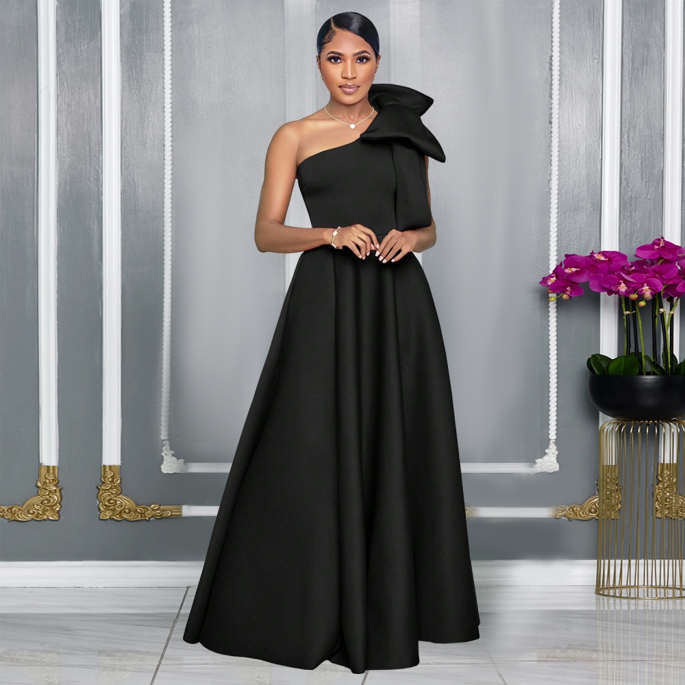 Bow fashion temperament European style dress for women