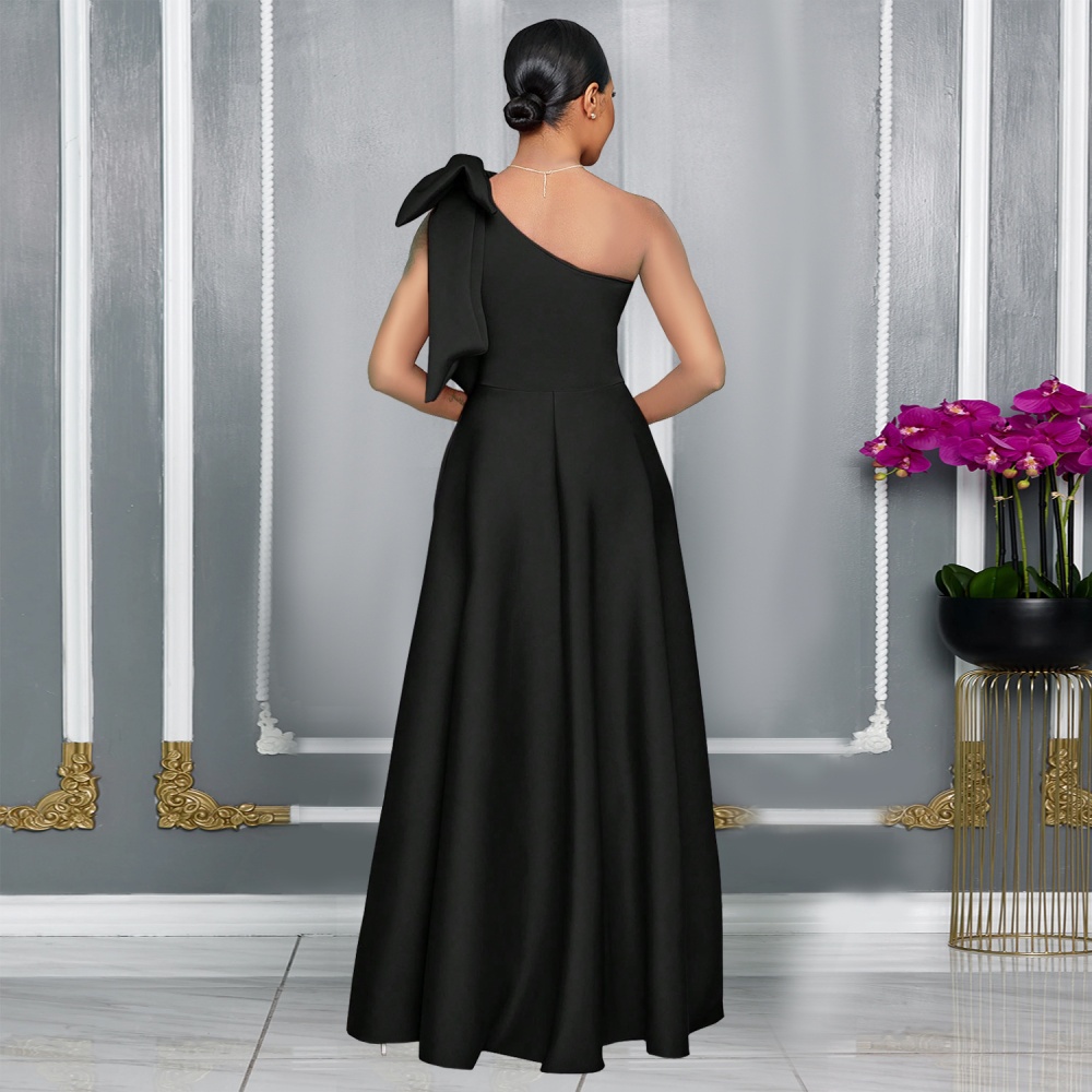Bow fashion temperament European style dress for women