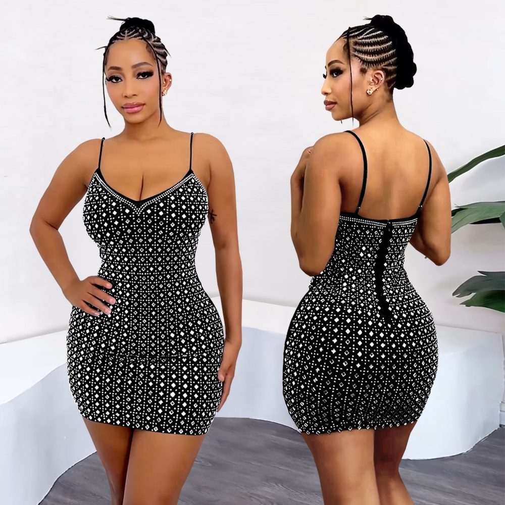 European style T-back package hip dress for women