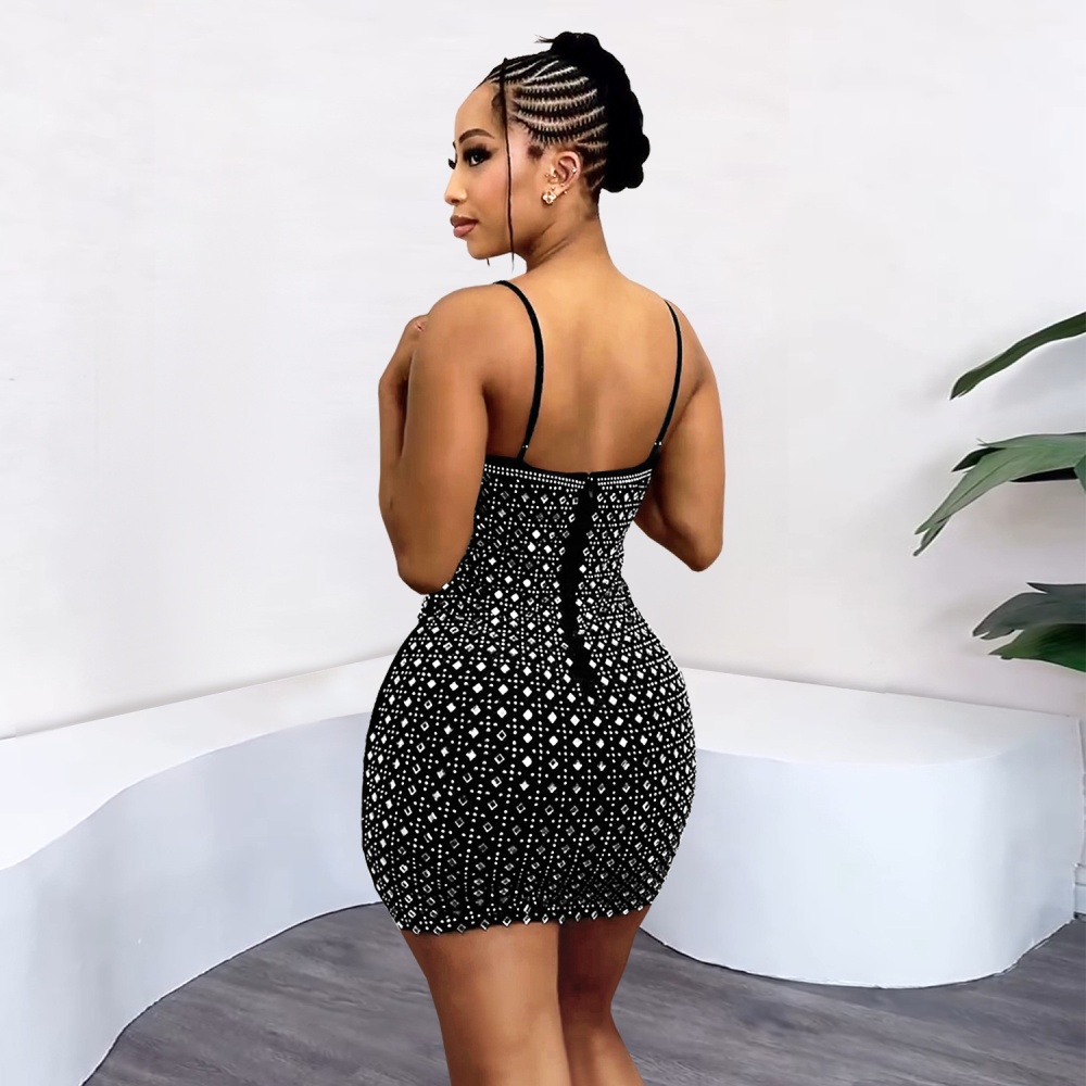 European style T-back package hip dress for women