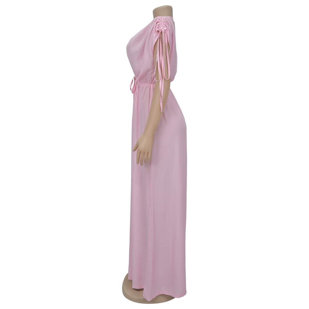 V-neck wide leg European style fashion jumpsuit for women