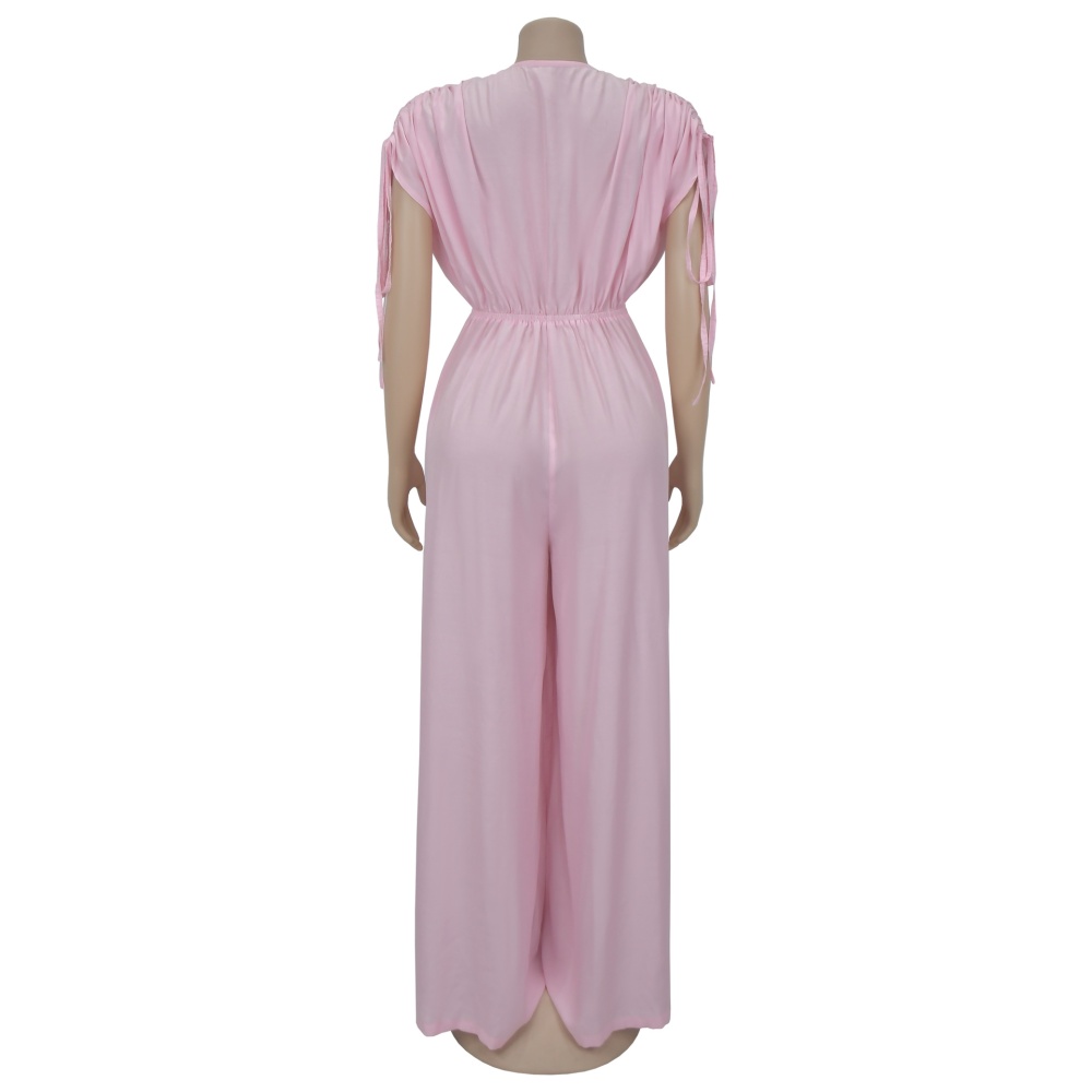 V-neck wide leg European style fashion jumpsuit for women