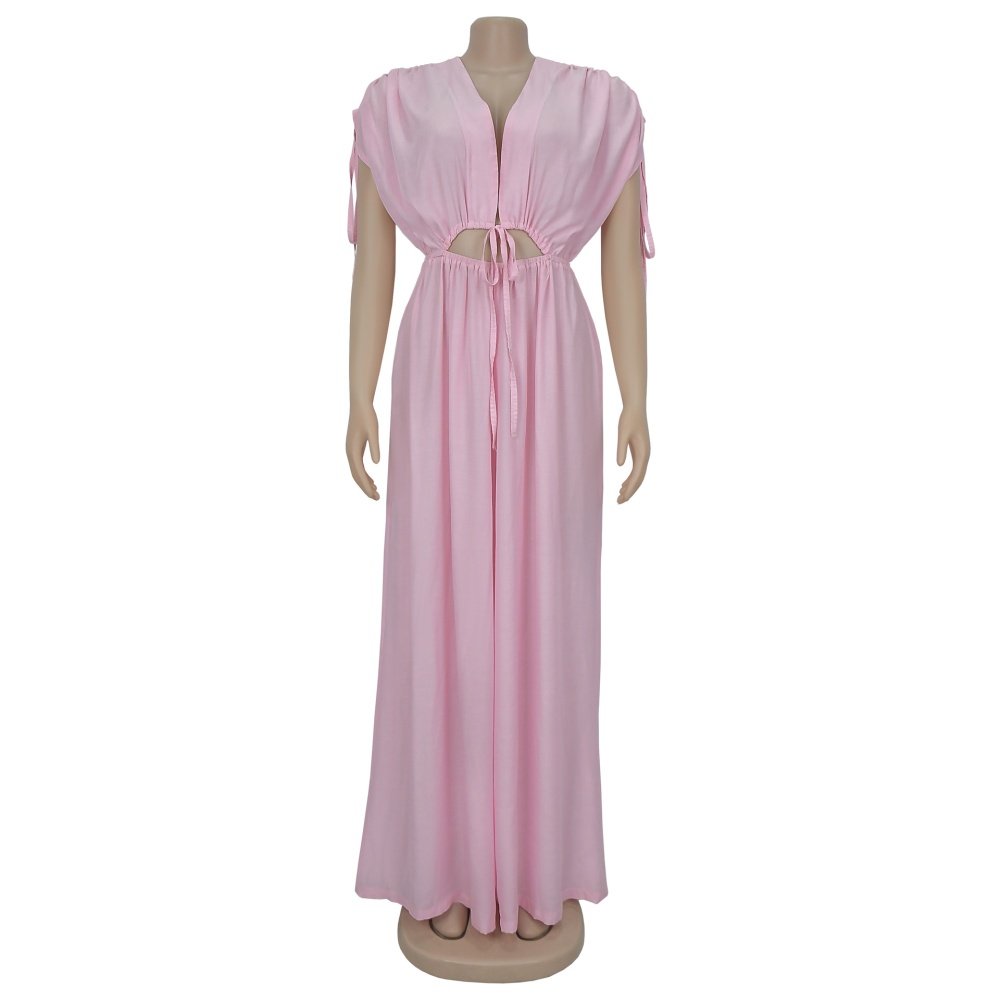 V-neck wide leg European style fashion jumpsuit for women
