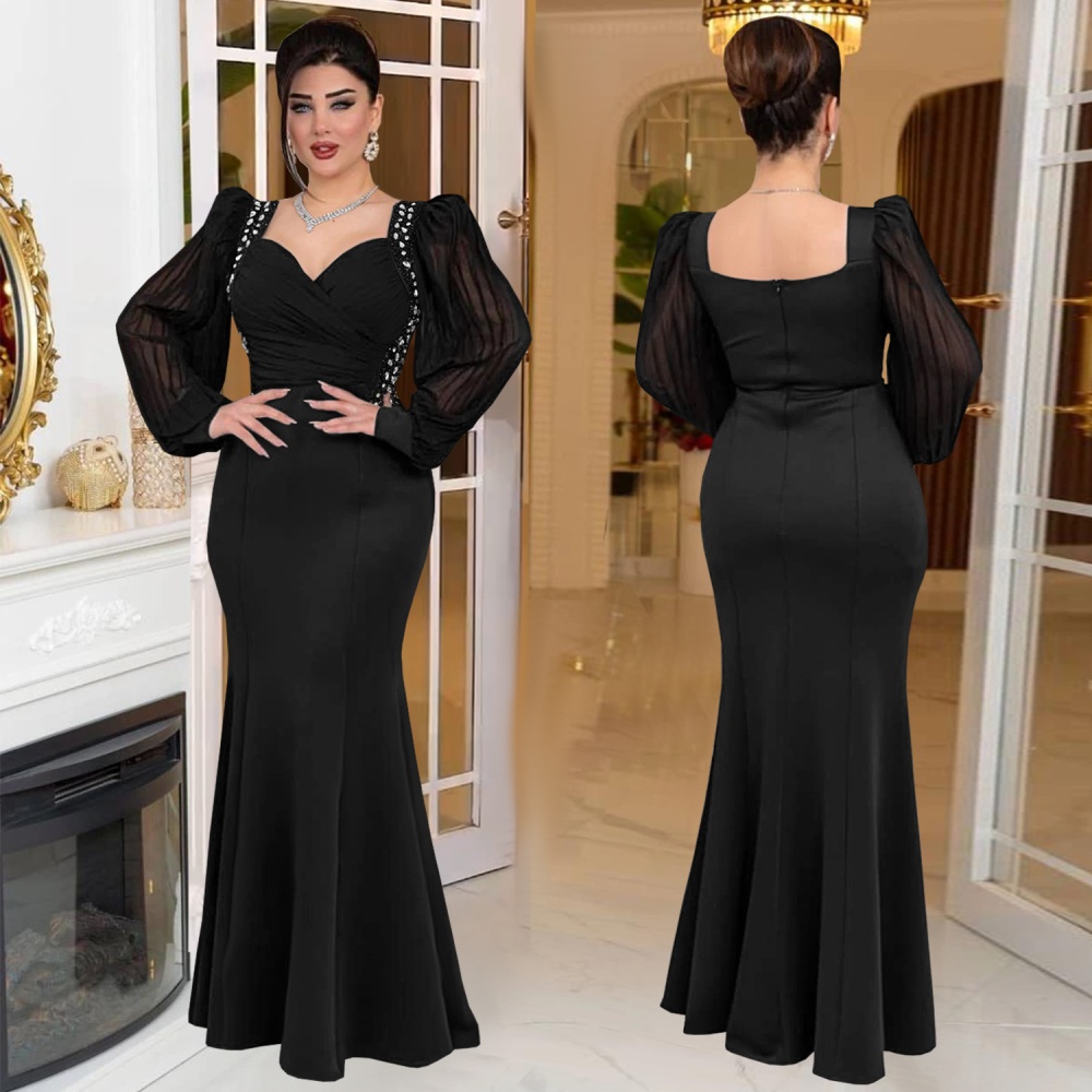 Fashion mermaid rhinestone long sleeve dress for women