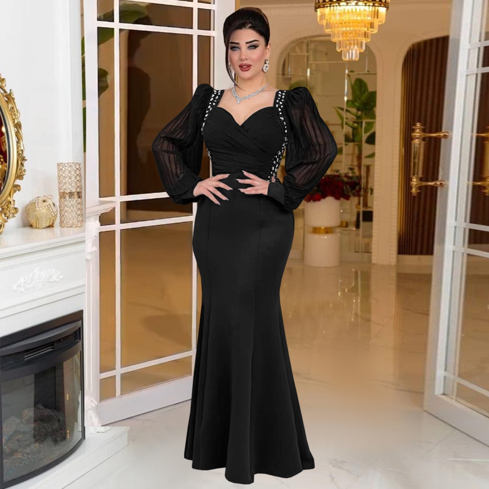 Fashion mermaid rhinestone long sleeve dress for women