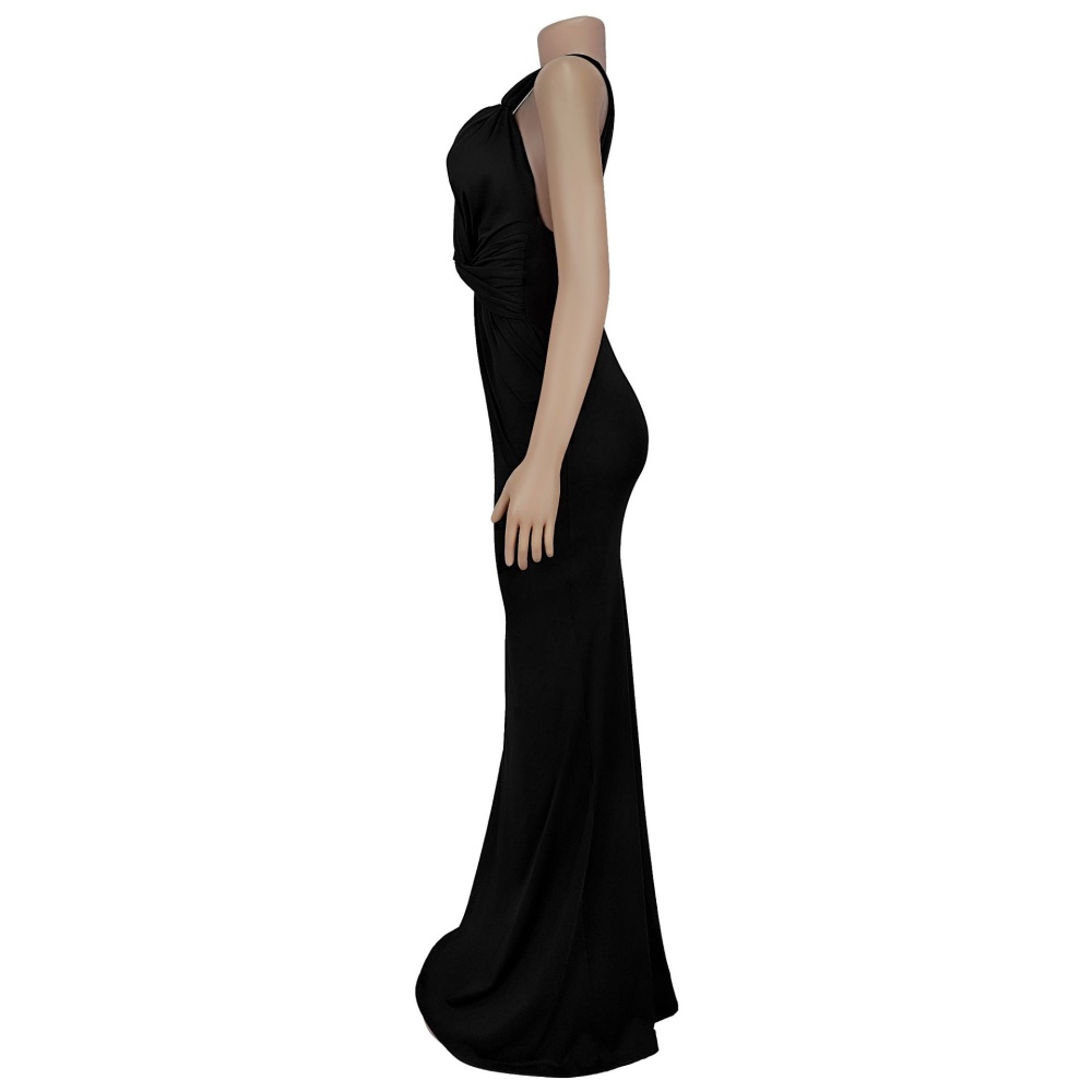 Halter sexy V-neck shoulder strap pure dress for women