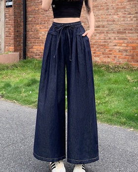 Flax lengthen wide leg pants ice silk suit pants