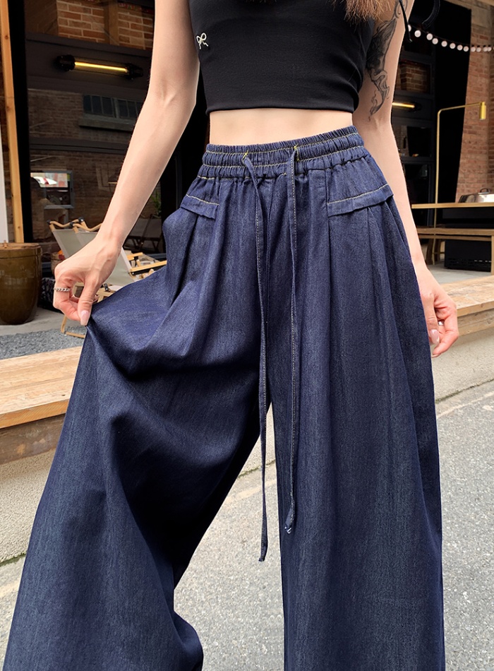 Flax lengthen wide leg pants ice silk suit pants