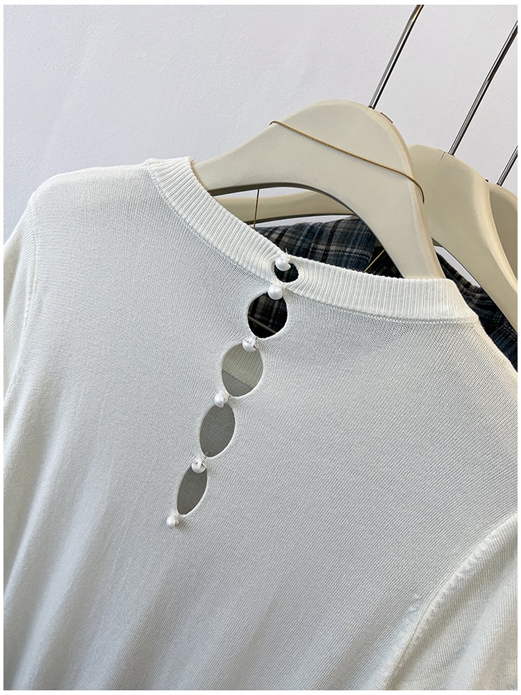 Hollow knitted shirts summer short sleeve tops for women