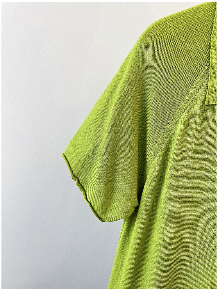 Short sleeve slim knitted T-shirt lapel summer tops