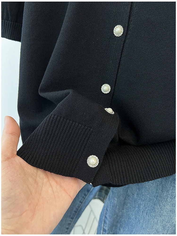 Knitted short sleeve splice summer cardigan for women