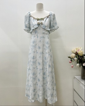 Flowers strapless beautiful dress jacquard wear long dress
