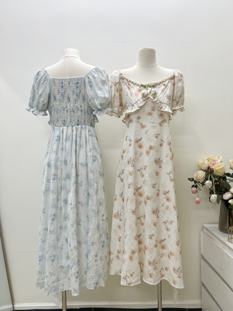 Flowers strapless beautiful dress jacquard wear long dress