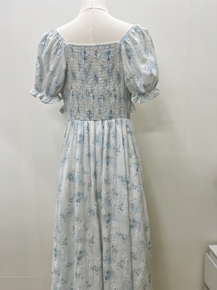 Flowers strapless beautiful dress jacquard wear long dress