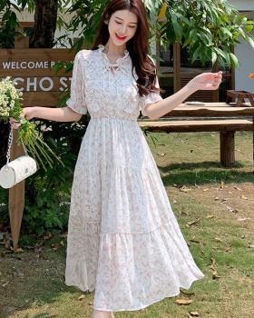 Commuting chiffon show young retro printing dress