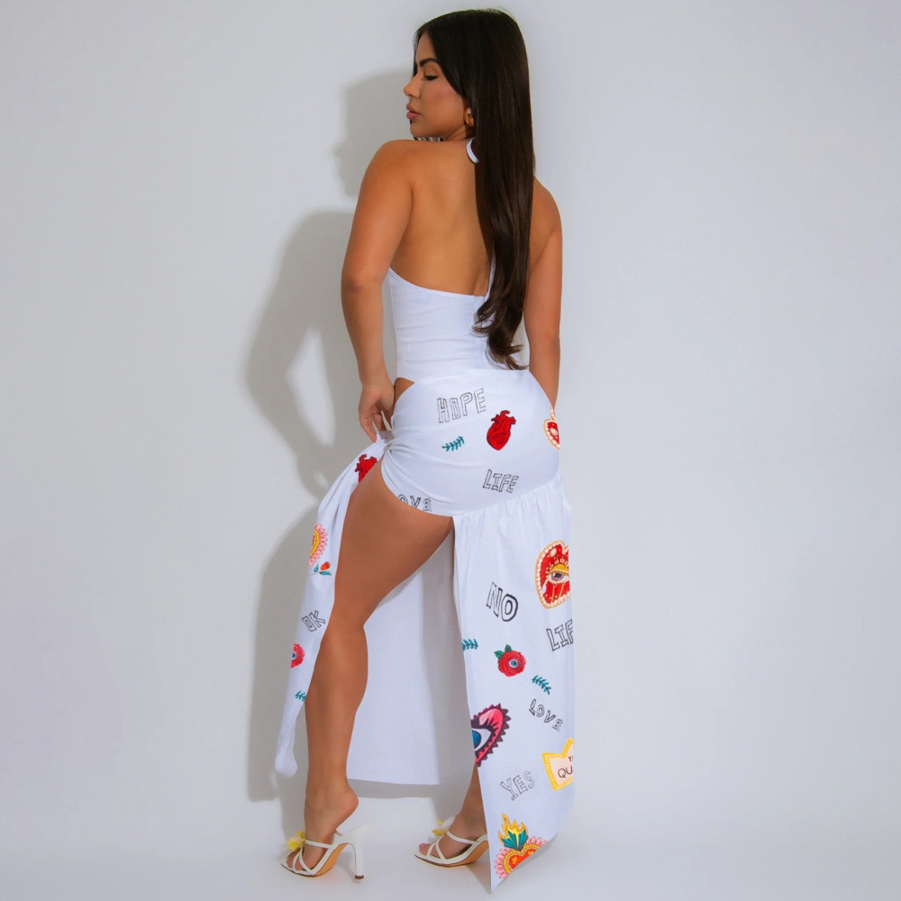 Halter summer sandy beach short skirt a set