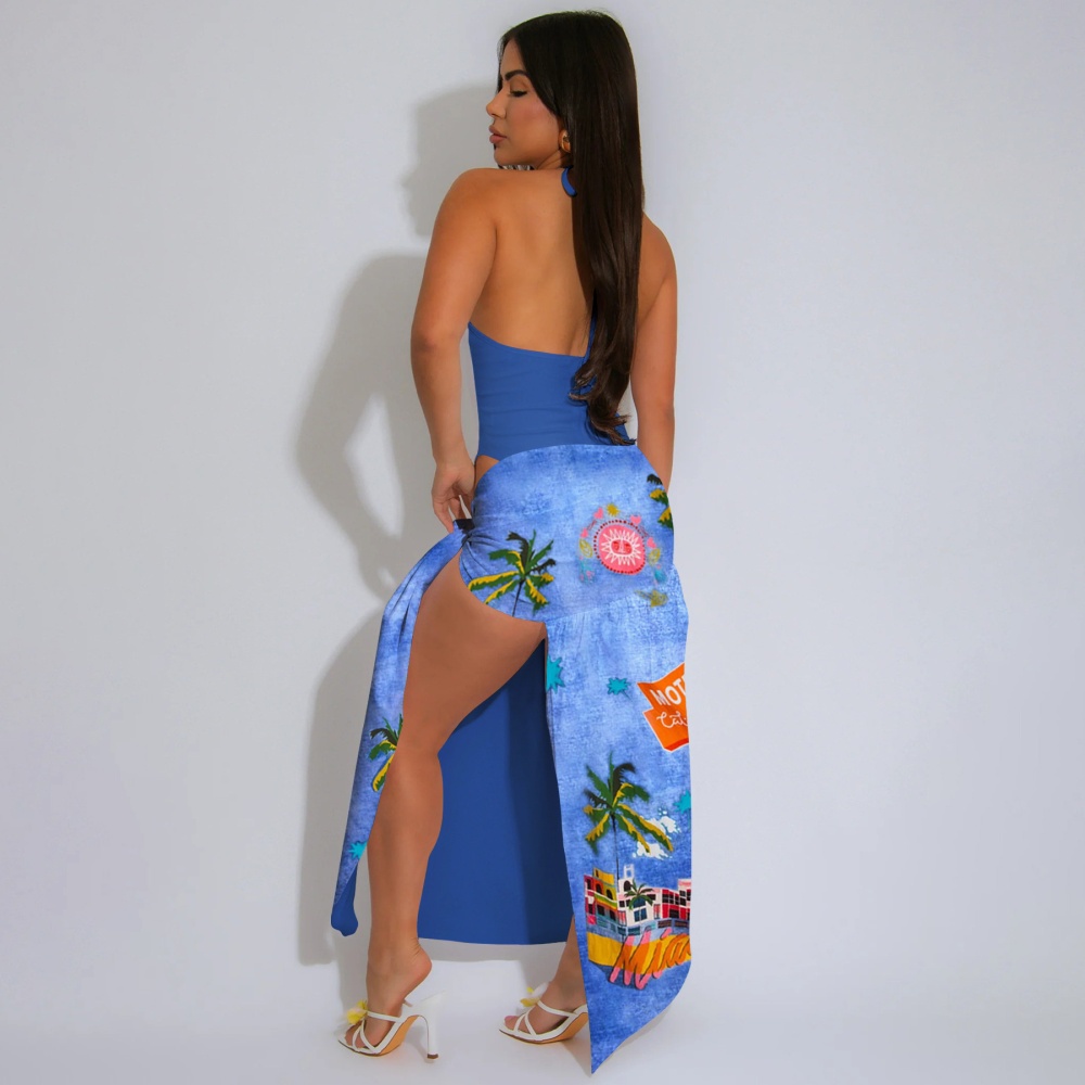 Halter summer sandy beach short skirt a set