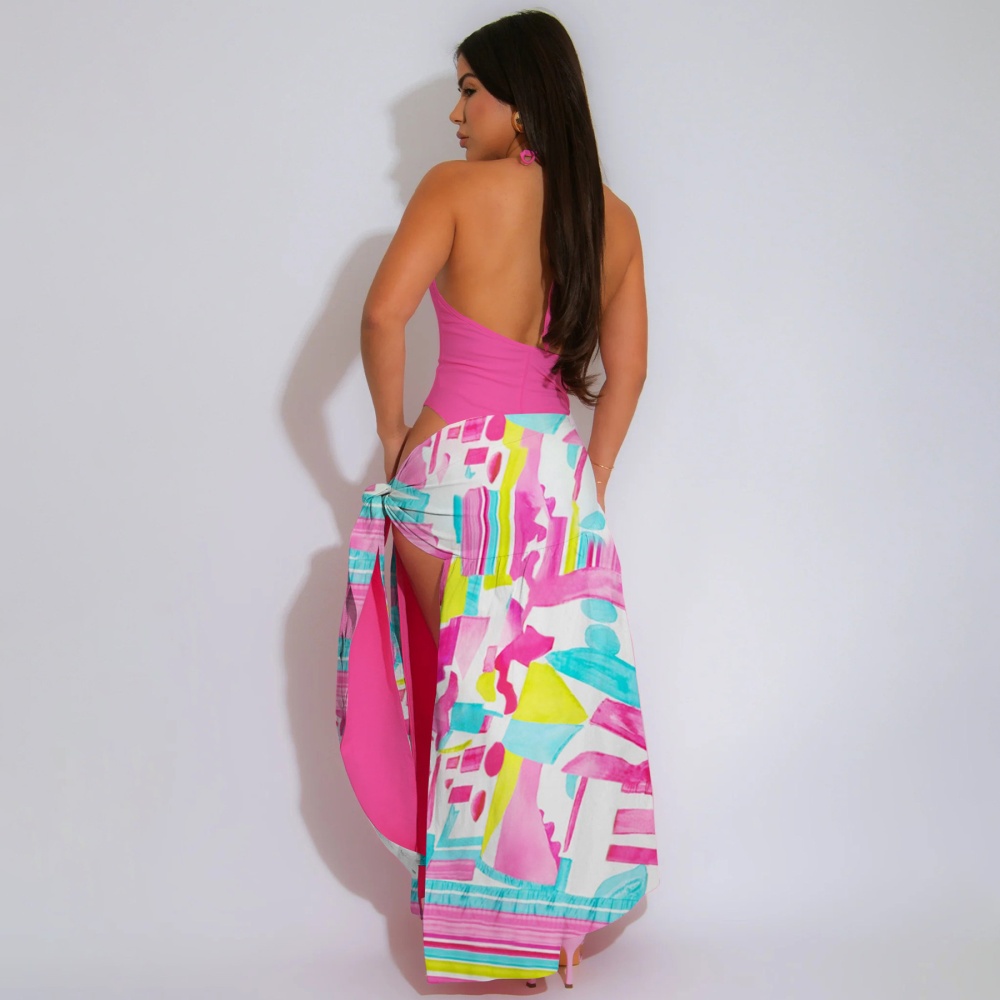 Halter summer sandy beach short skirt a set
