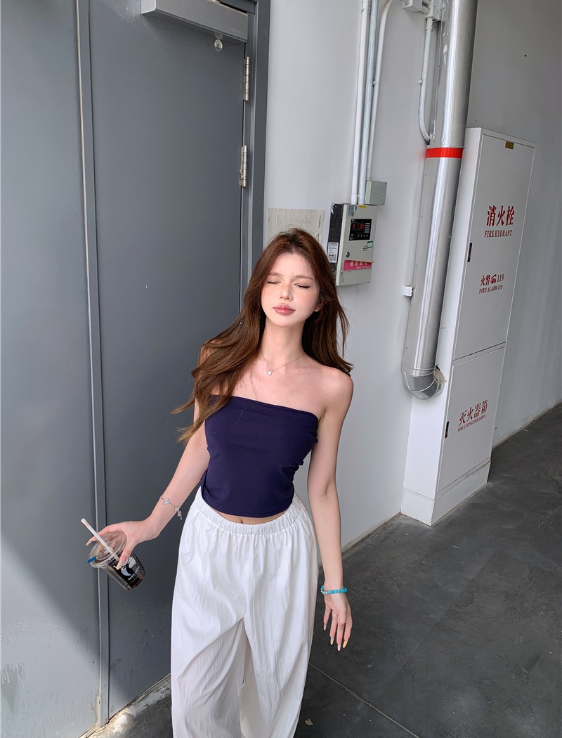 Cozy thin summer tops wide leg lazy casual pants 2pcs set