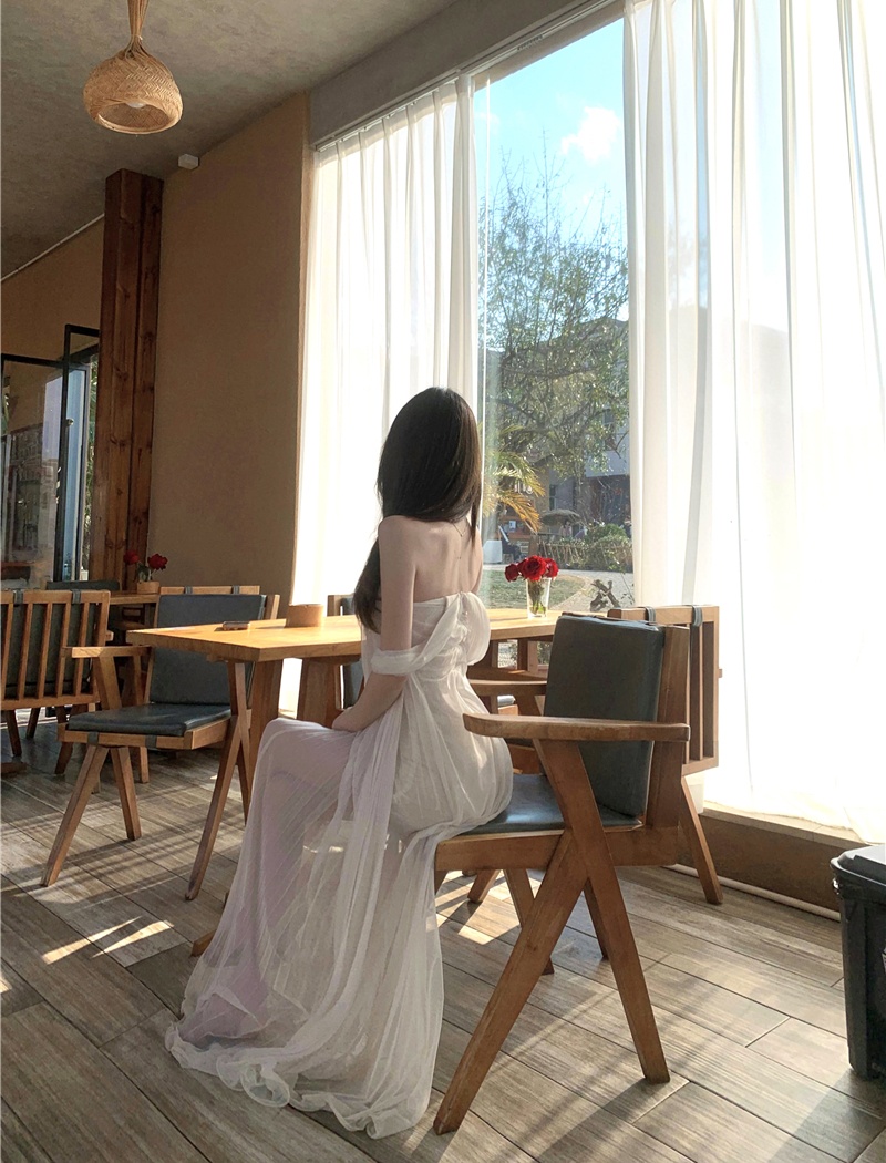 Vacation France style dress lady long dress