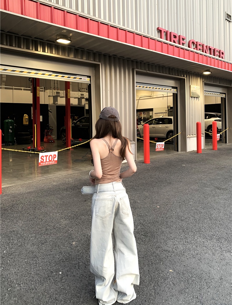 American style jeans retro vest a set for women
