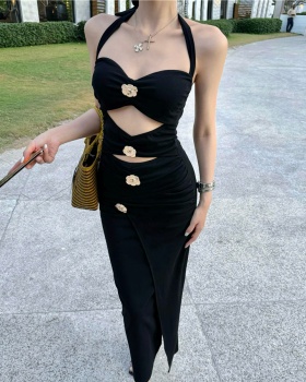 Black long dress enticement formal dress for women