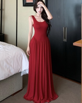 Summer slim long dress temperament pinched waist dress