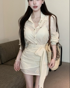 Temperament France style shirt pure short skirt a set