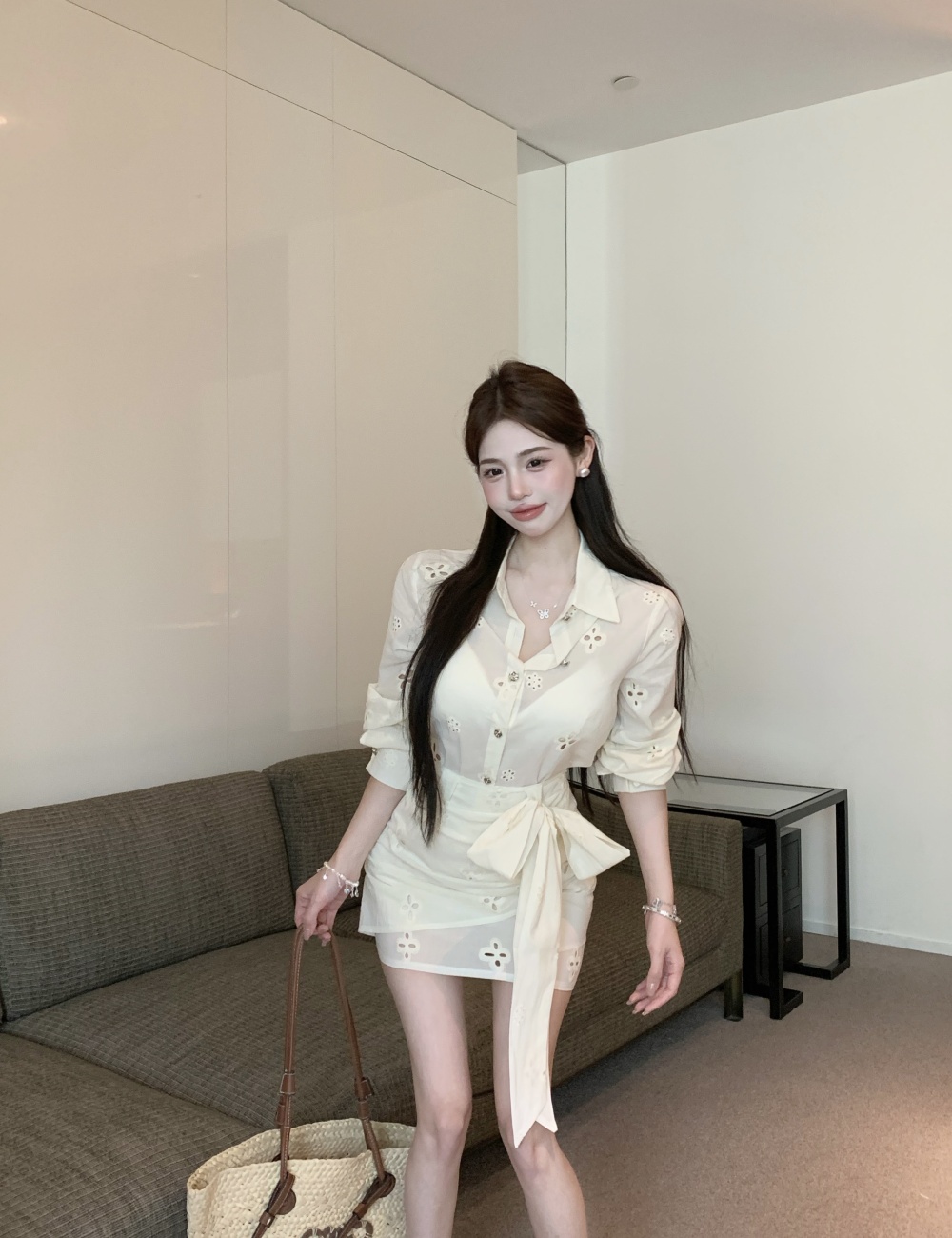 Temperament France style shirt pure short skirt a set
