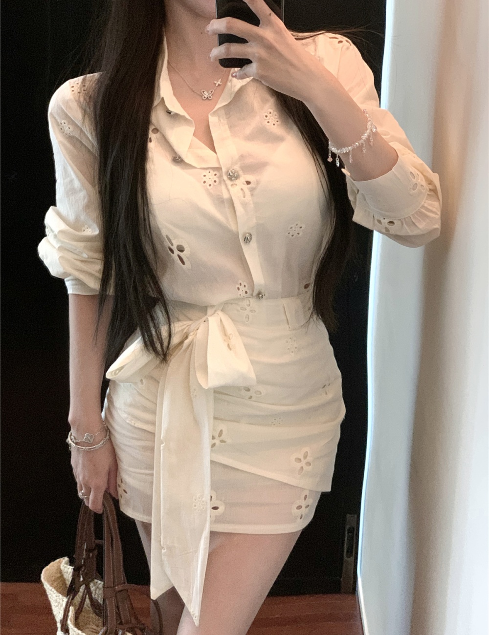 Temperament France style shirt pure short skirt a set