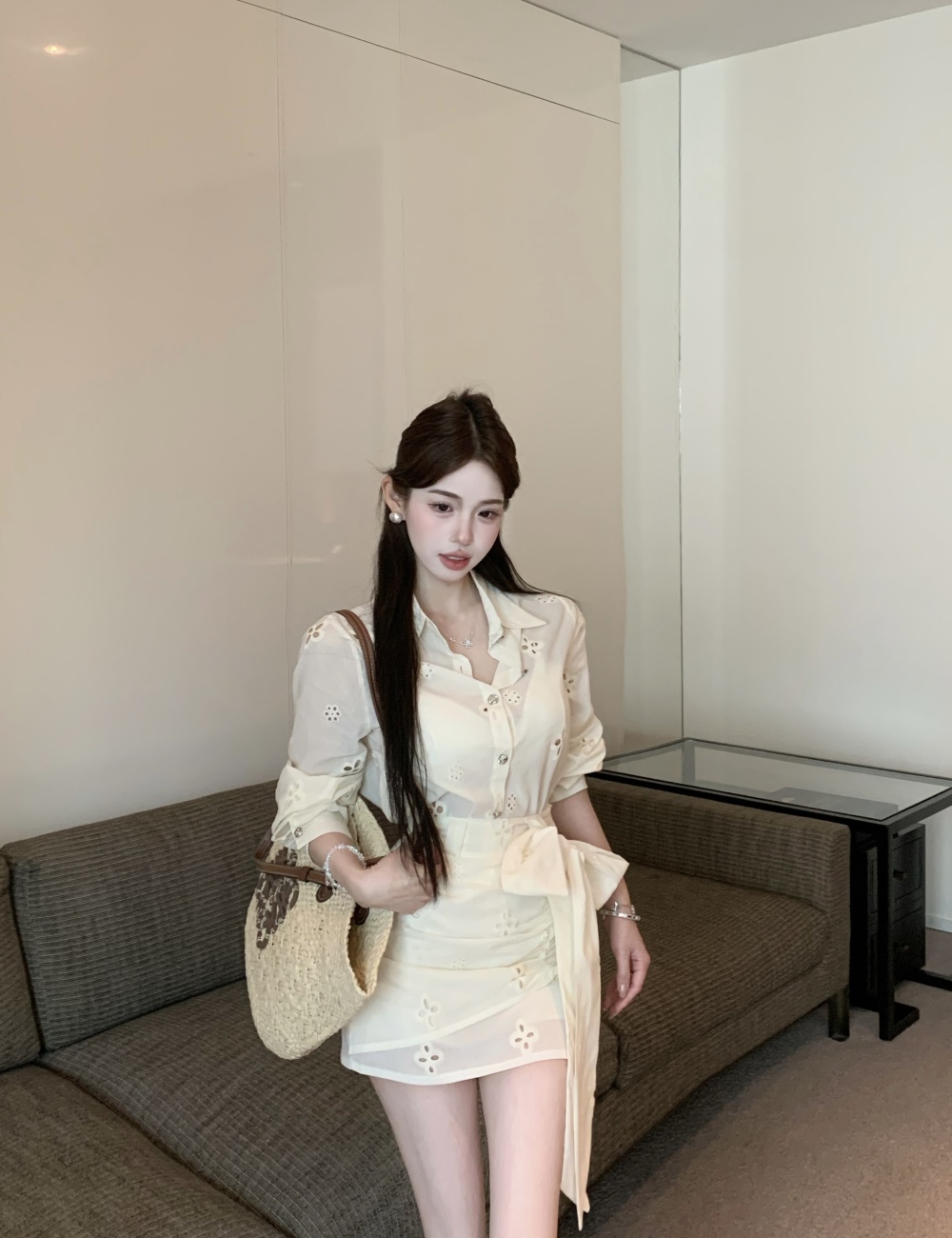 Temperament France style shirt pure short skirt a set