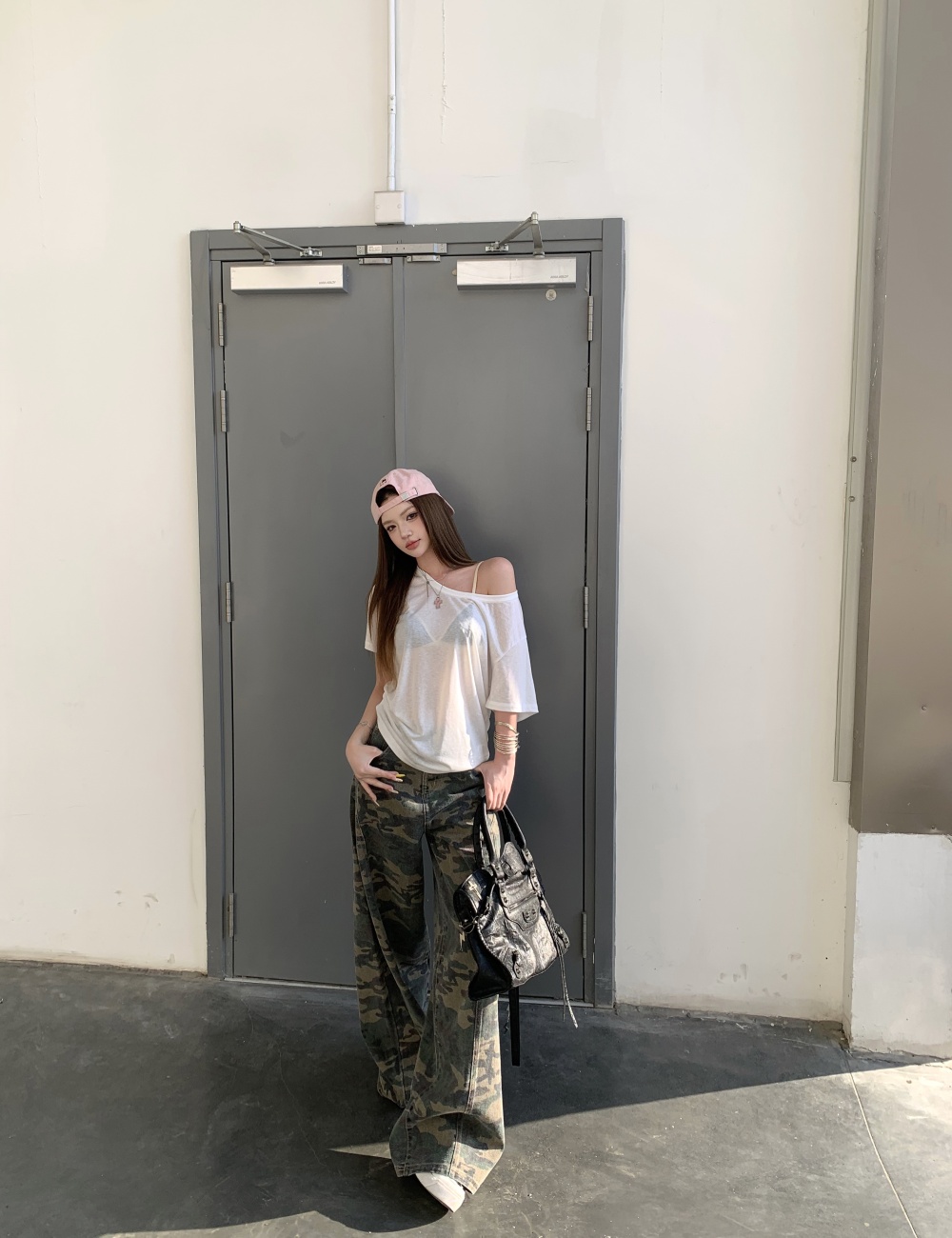 Camouflage retro T-shirt short sleeve jeans a set