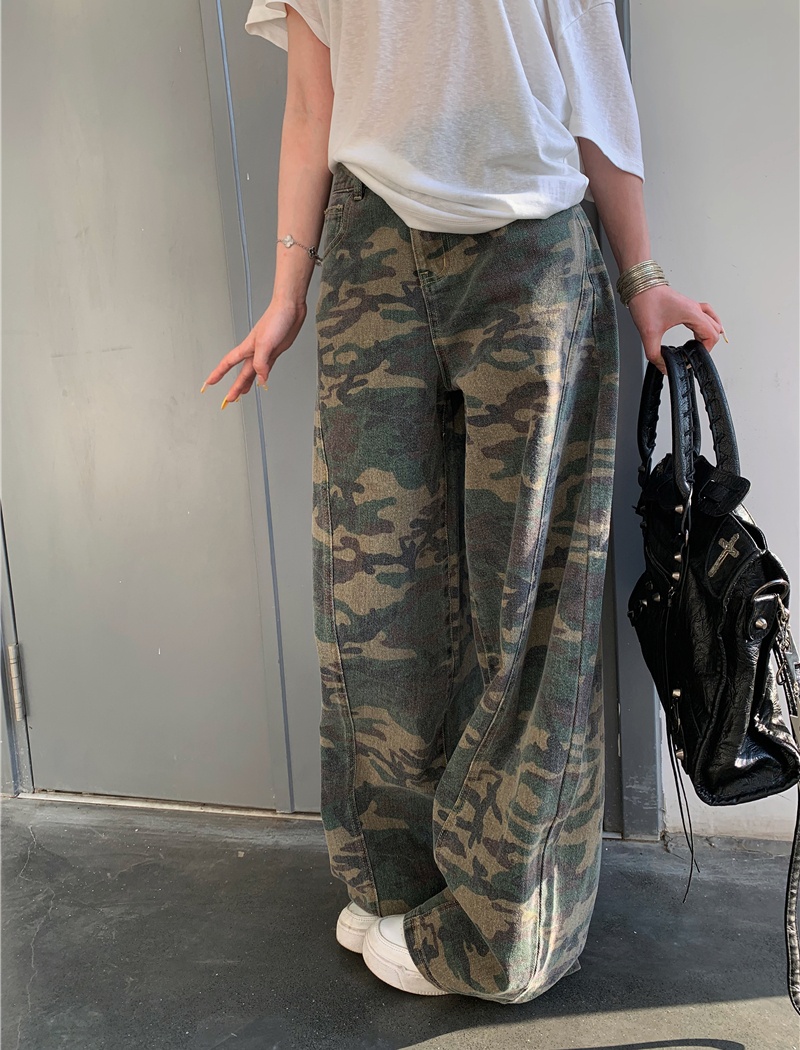 Camouflage retro T-shirt short sleeve jeans a set