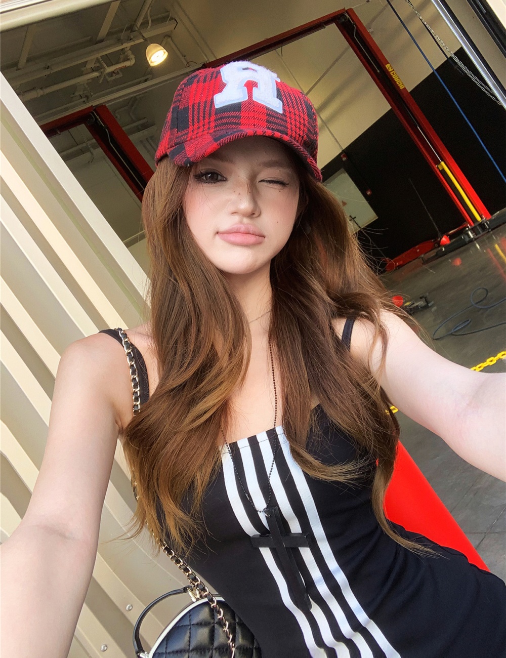 Sports summer spicegirl T-back black stripe dress