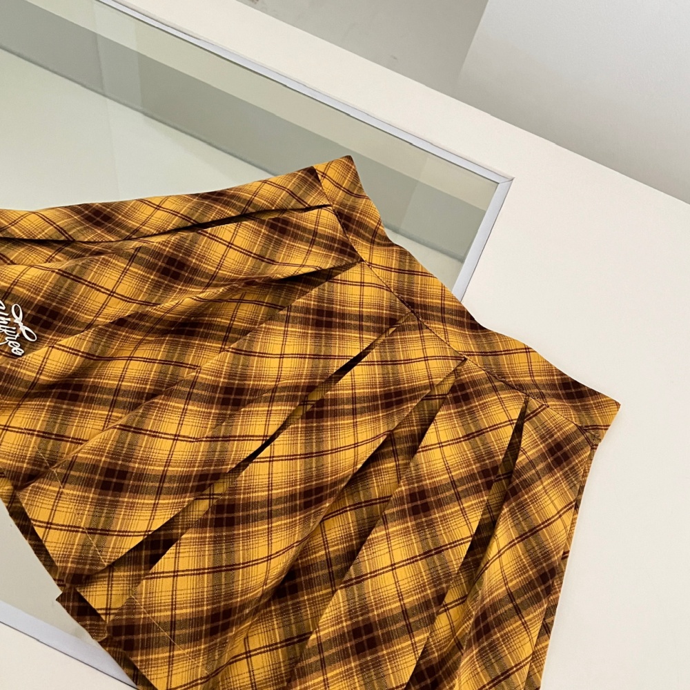 Pleated tops short sleeve collar short skirt a set for women