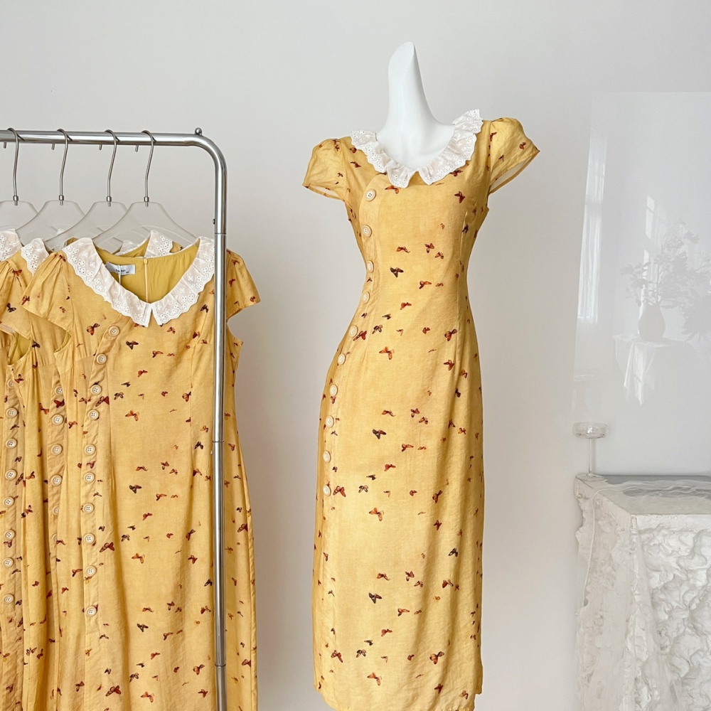 Lace summer Chinese style dress sweet splice cheongsam