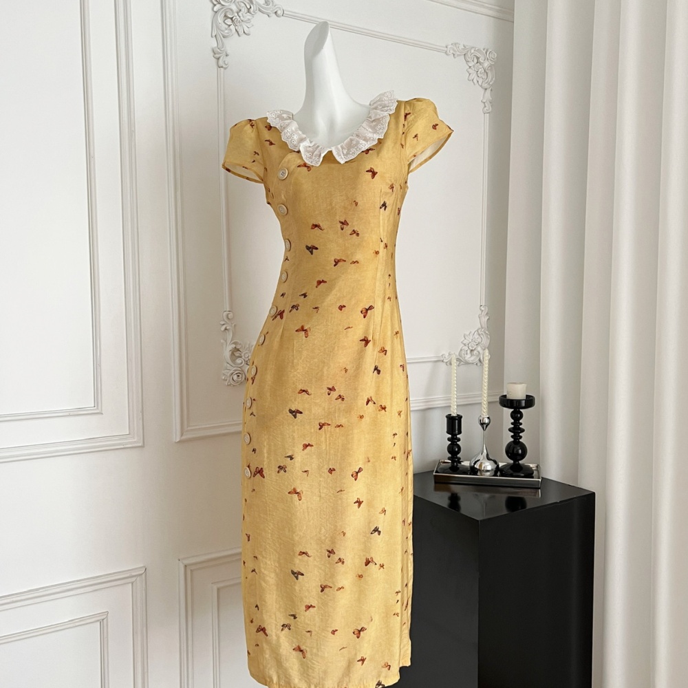 Lace summer Chinese style dress sweet splice cheongsam