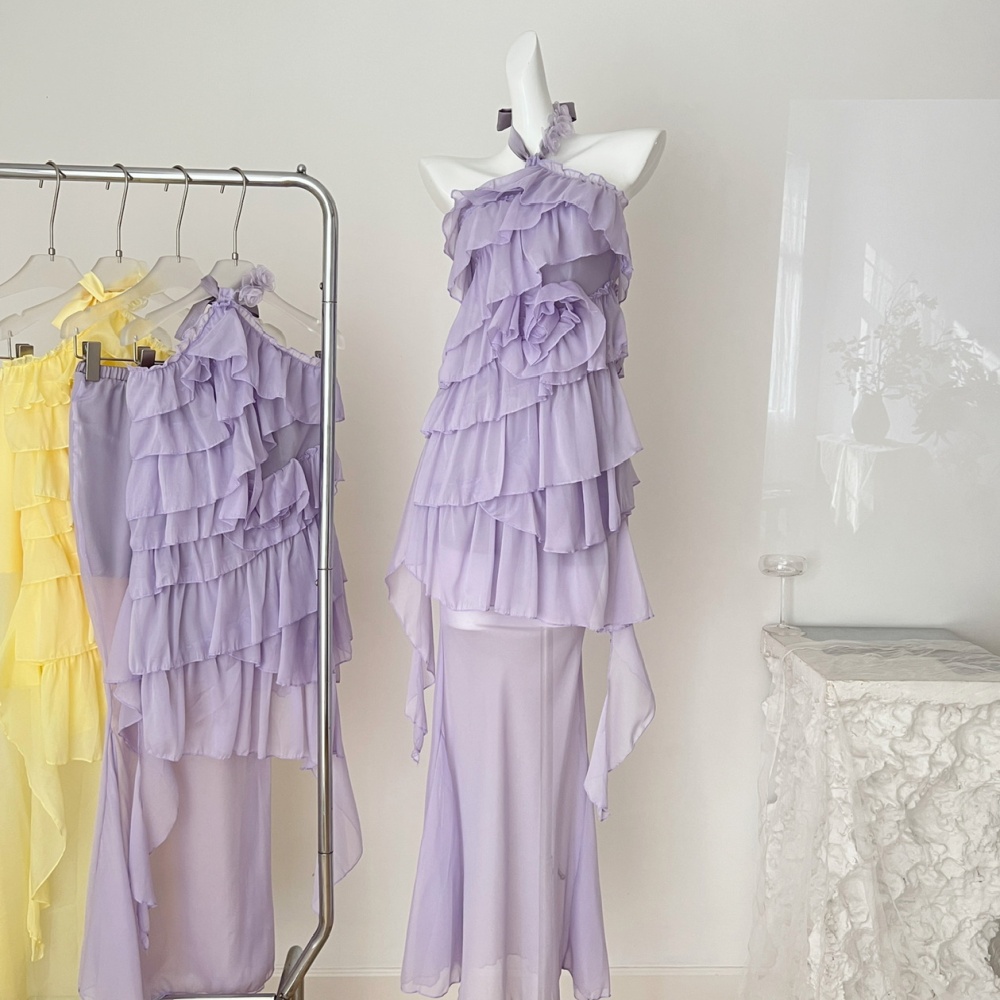 Stereoscopic mermaid vacation long skirt a set