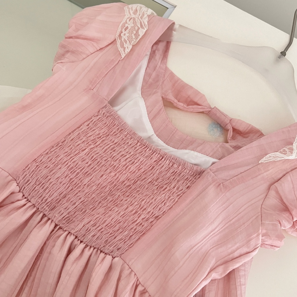 Summer sweet mixed colors lace pink dress for women