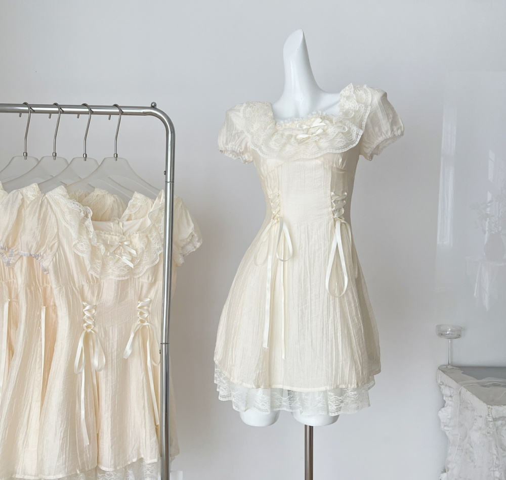 Tender sweet temperament T-back lace fish dress
