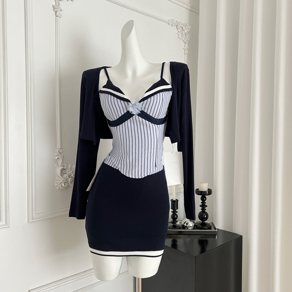 College style tops sling cardigan 3pcs set for women