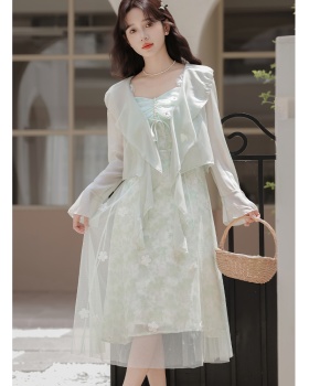 Sling cardigan floral dress 2pcs set