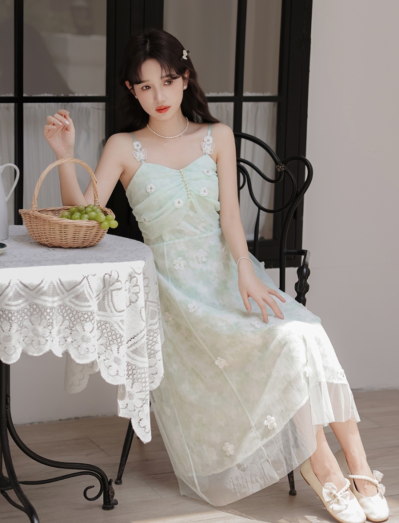 Sling cardigan floral dress 2pcs set
